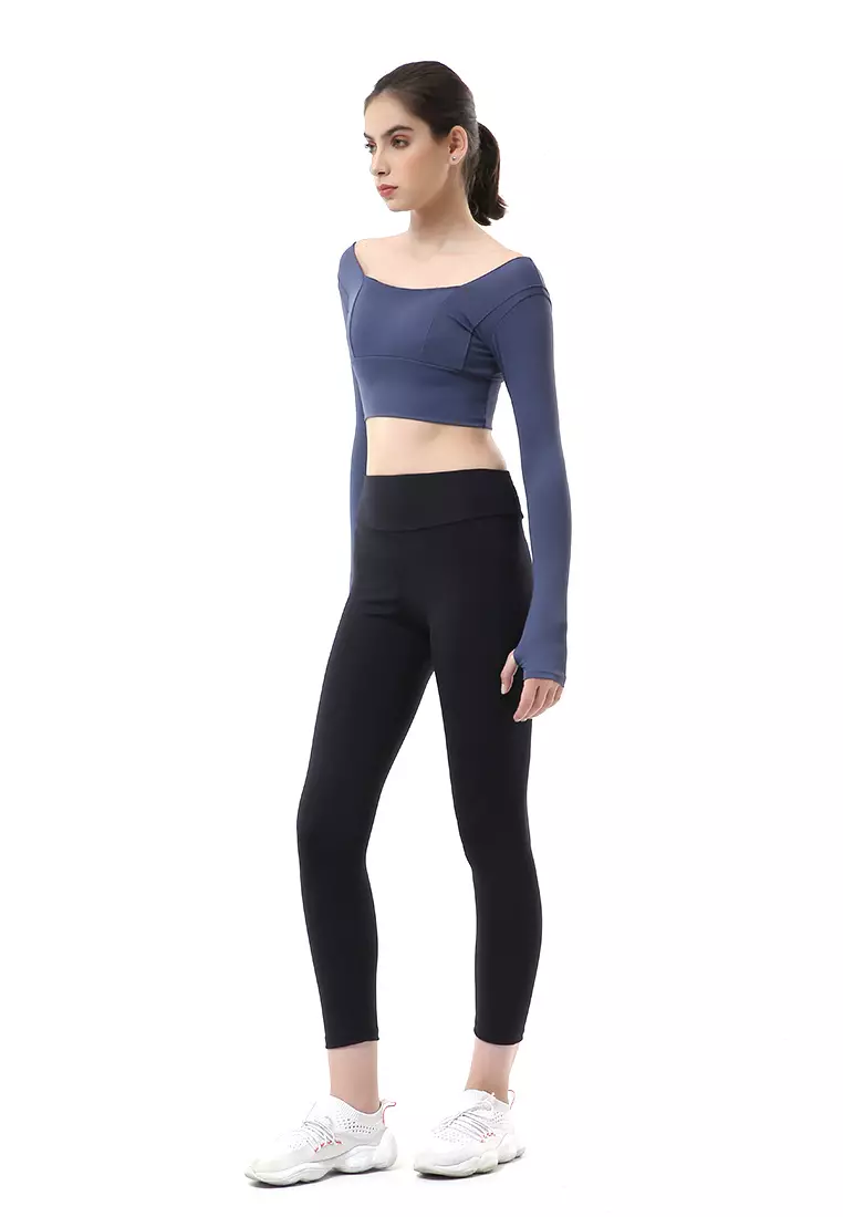 Mikayla One Set Pakaian Olahraga Wanita Atasan & Celana Panjang Kombinasi Warna Material Polyester ORIGINAL - Navy Black