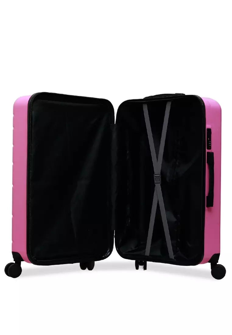 Almero Koper Hardcase Size 28 Inch Suitcase Unisex Big Size Number Combination Lock Material Fiber ABS ORIGINAL - Pink