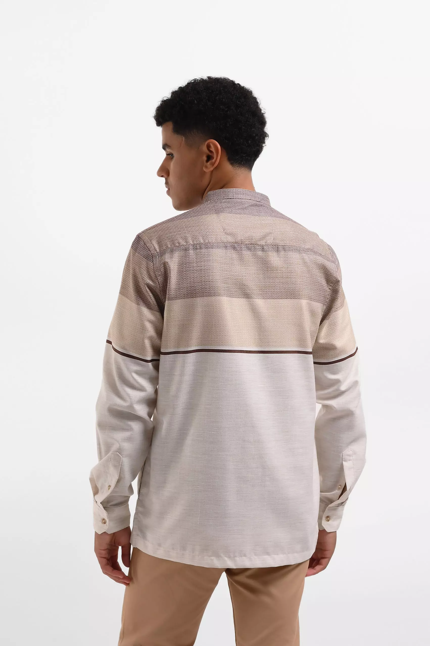 MANZONE Kemeja Koko Lengan Panjang Pria GHAZI - KHAKI