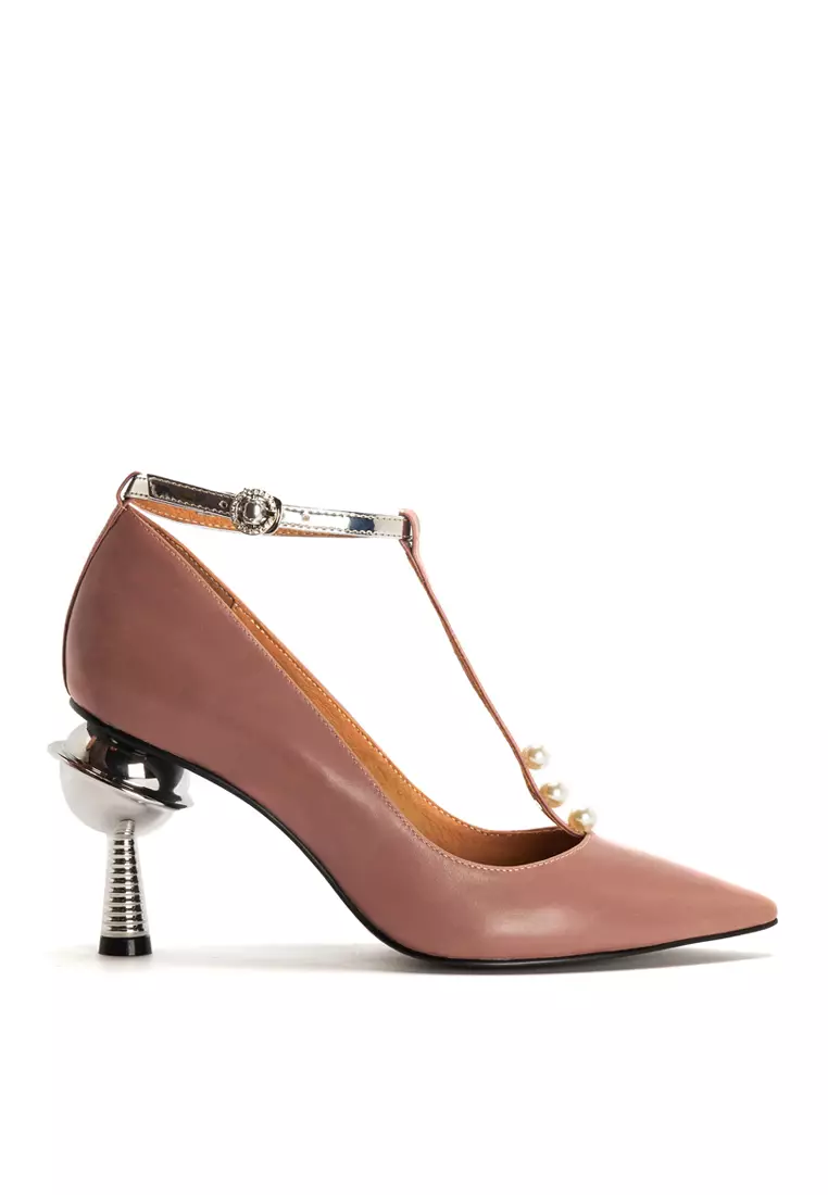 Purple leather pumps discount