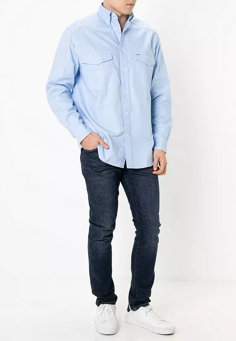 Buy Tommy Hilfiger Crest Tonal Logo Officer Shirt Tommy Hilfiger