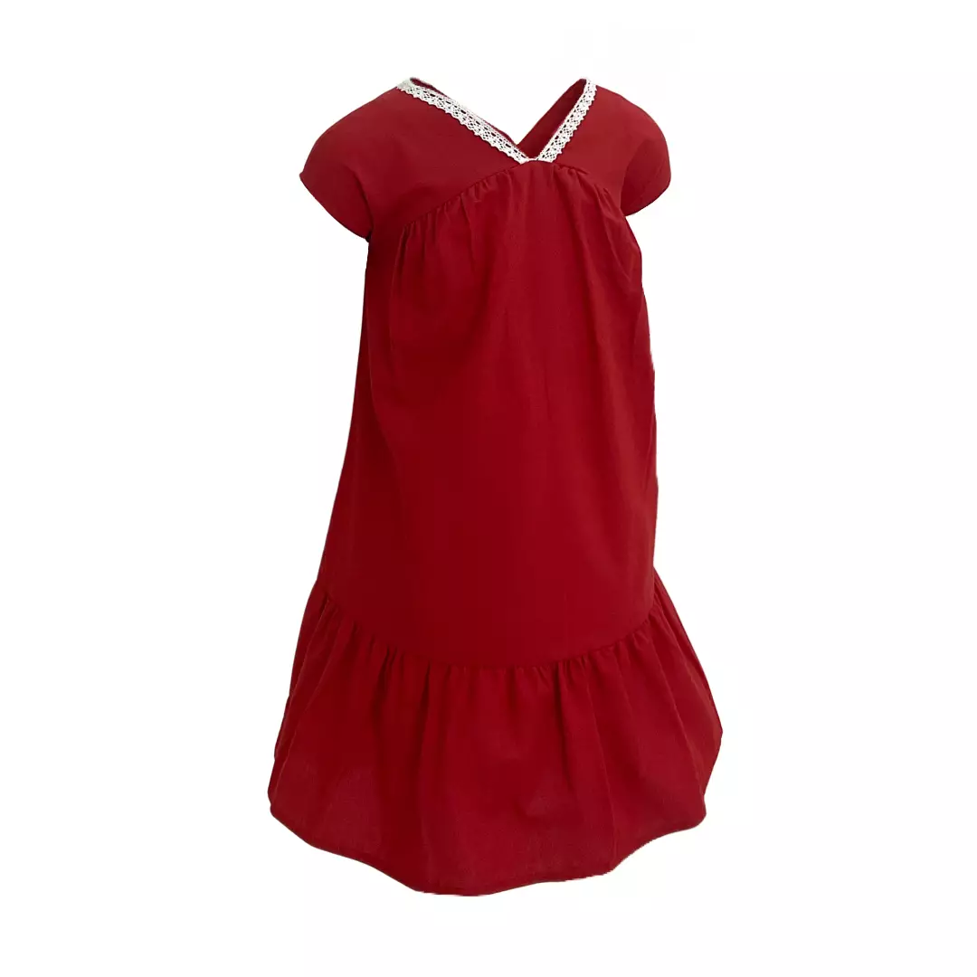 Pingu Long Dress Anak Perempuan Polos Merah 91001134G