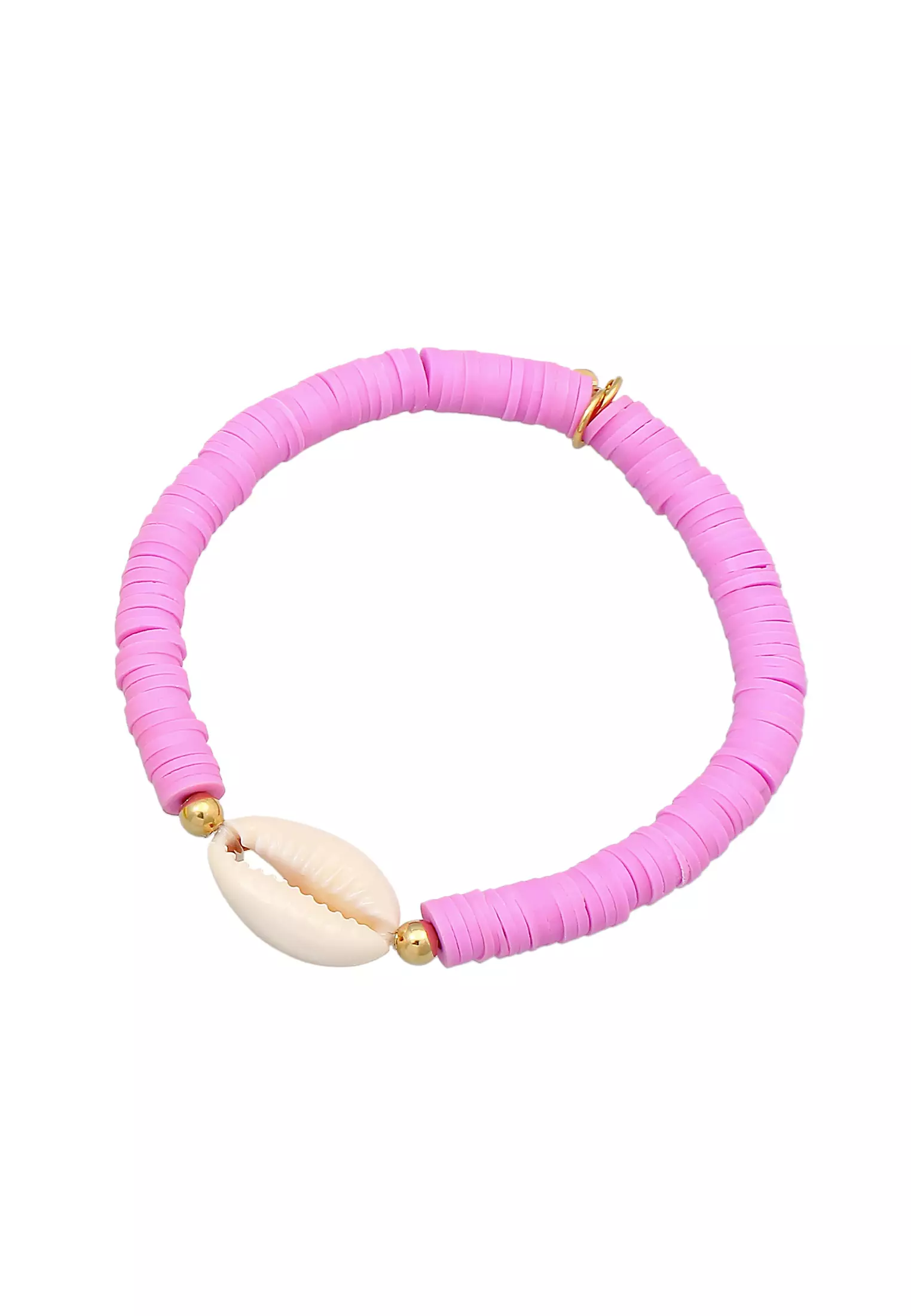 Bracelet Trend Beads Pink Kauri Shell Gold Plated