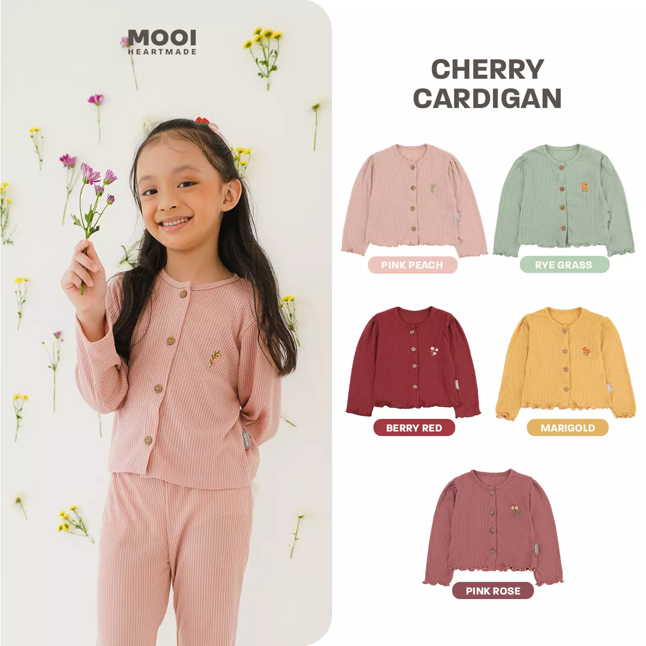 Mooi Cardigan Anak Cherry Cardigan - Berry Red