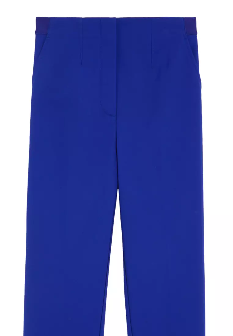 Cotton Blend Slim Fit Ankle Grazer Trousers