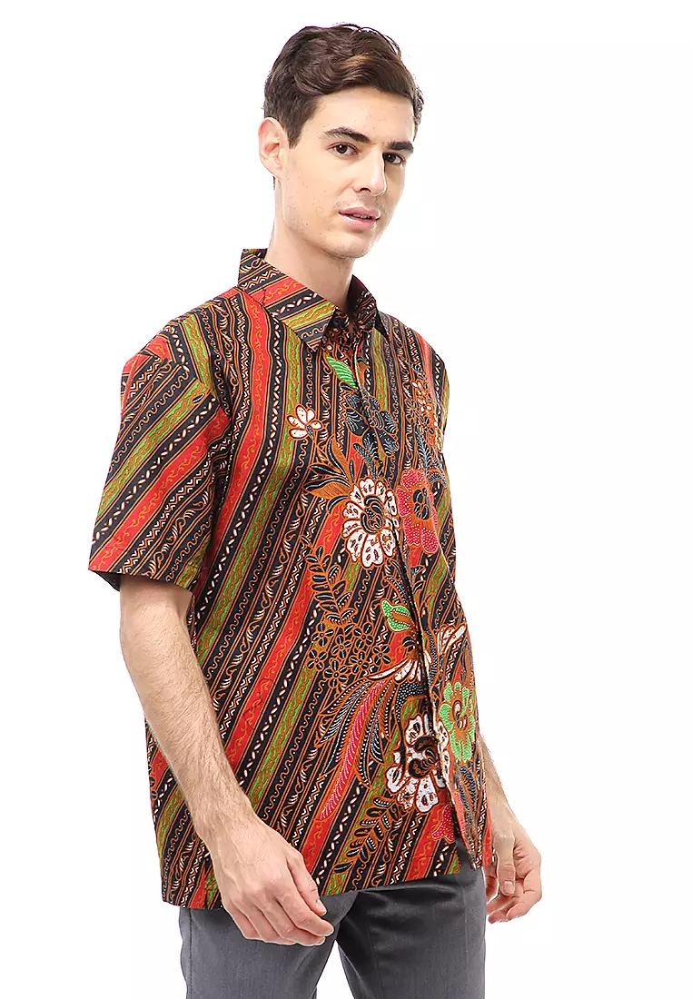 Kendrick Atasan Formal Kemeja Batik Pria Wisnu Short Sleeve Full Furing Material Cotton ORIGINAL