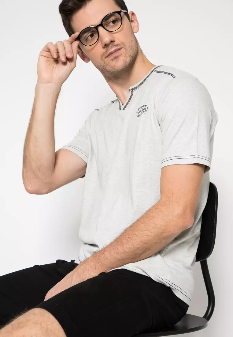 LGS - Kaos Henley - Warna Krem - Motif Polos - Slim Fit - JTS.321.M2194F.24.C