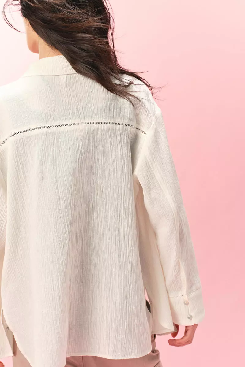 Crinkled linen-blend shirt