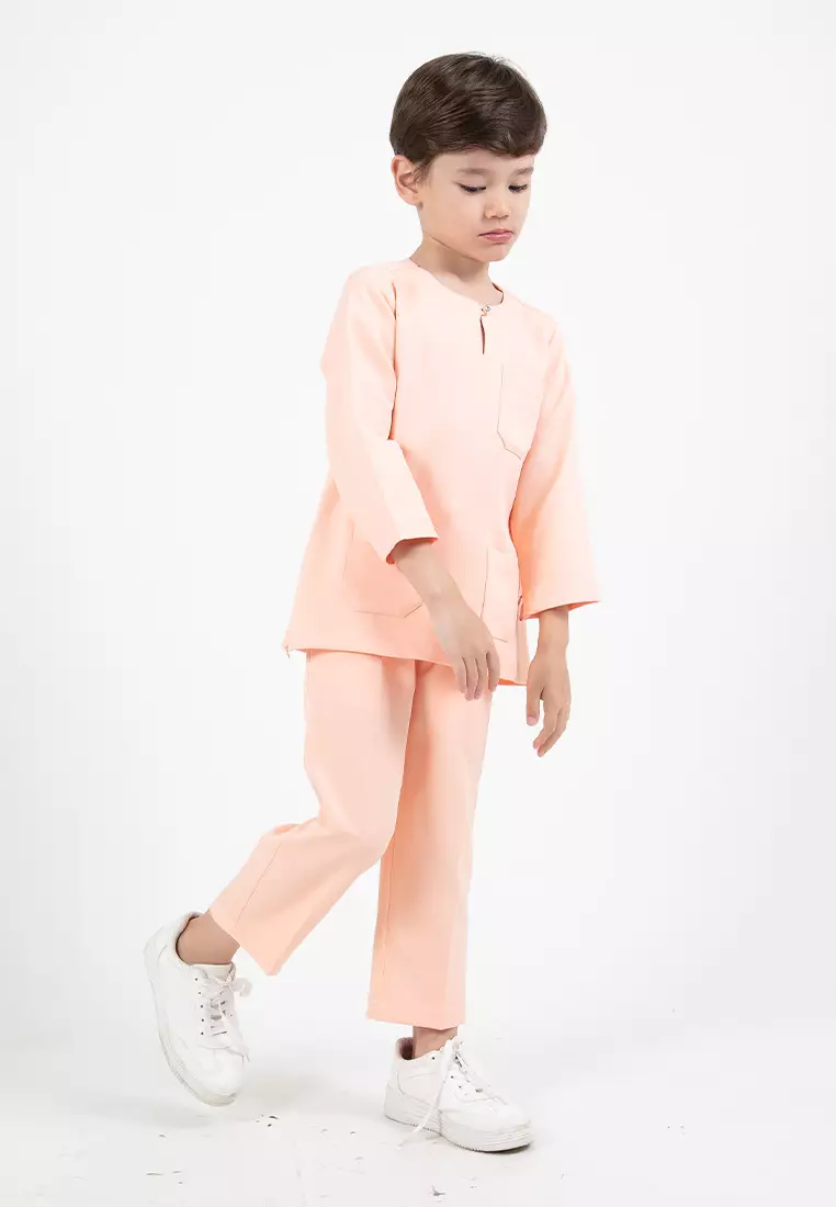 Alain Delon Slim Fit Baju Johor Ayah Anak Sedondon set - 19024504C-63Orange