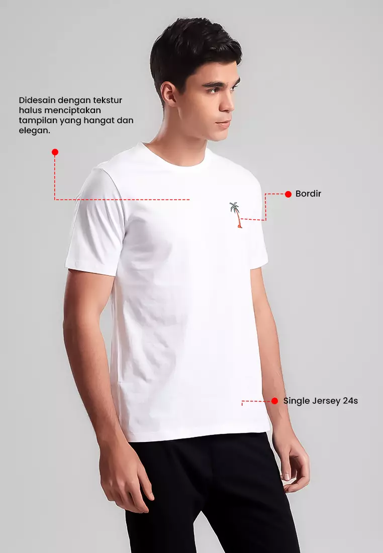 MANZONE - Kaos Lengan Pendek Pria Miller 01 Slim Fit - White Colour White