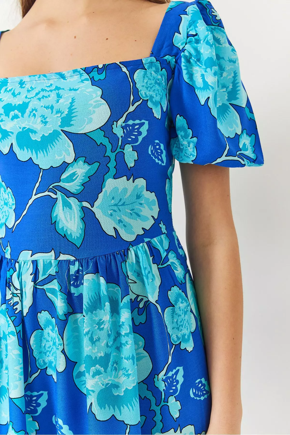 Women's Watermelon Sleeve Square Neck Patterned Tericotone Dress 60261412