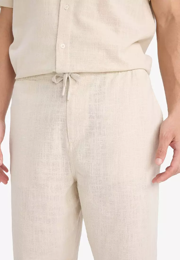 100% Cotton Linen Look Bermuda Shorts