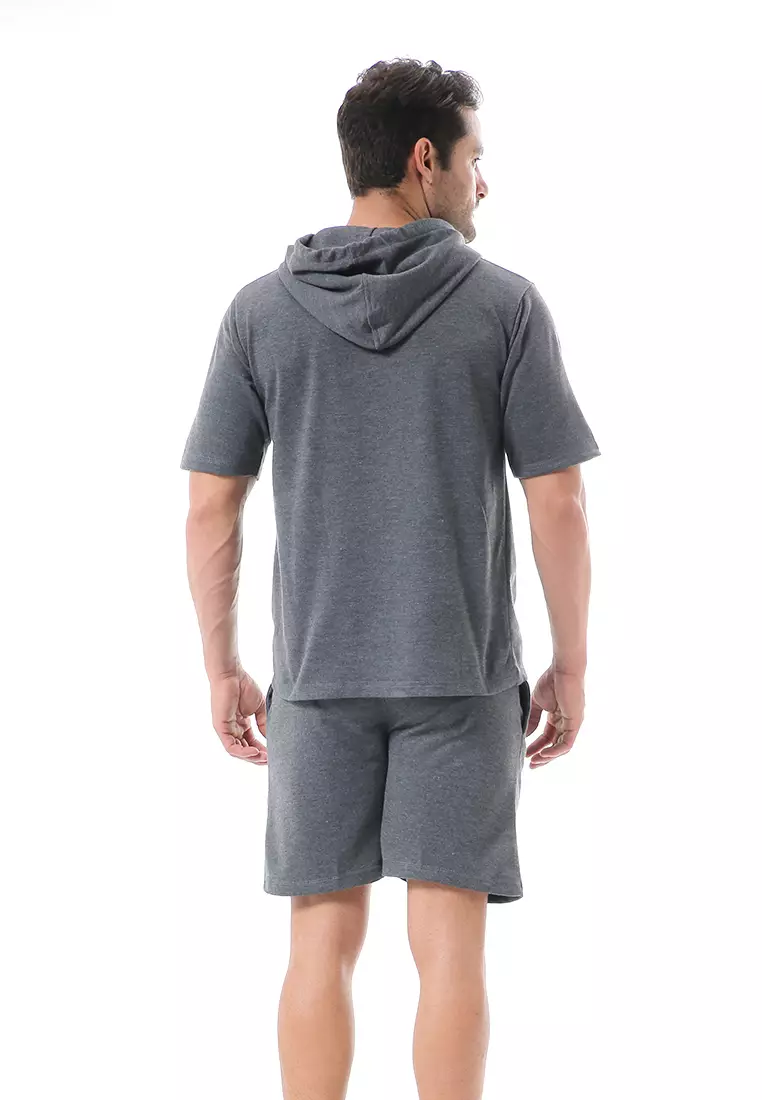 Vincent Setelan Hoodie Pria Sweatshirt Set Casual Motif Polos Material Baby Terry ORIGINAL - Dark Gray