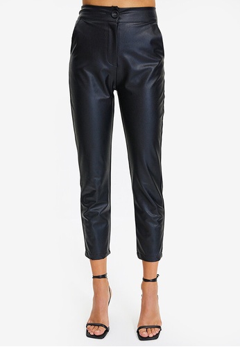 Trendyol black Cropped Faux Leather Pants 8D90DAA8EF5AD2GS_1
