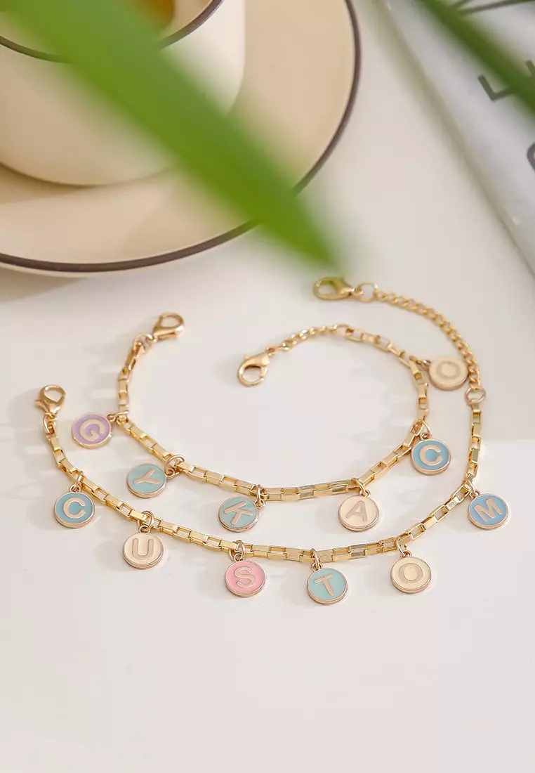GYKACO Custom Nama Gelang / Rante Tas *** Tersedia Alphabet A - Z *** - Alphabet E