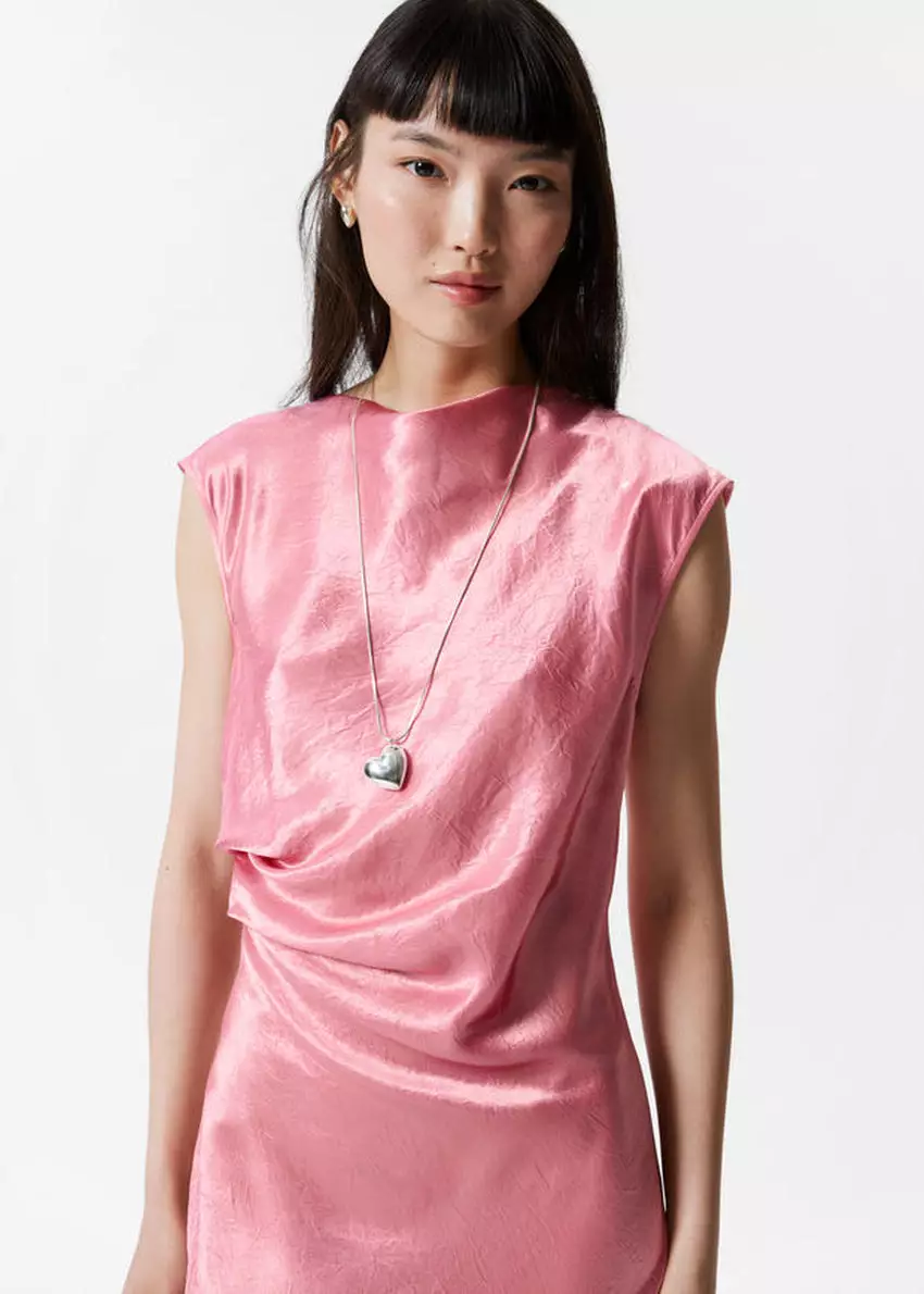 Bias-Cut Satin Midi Dress