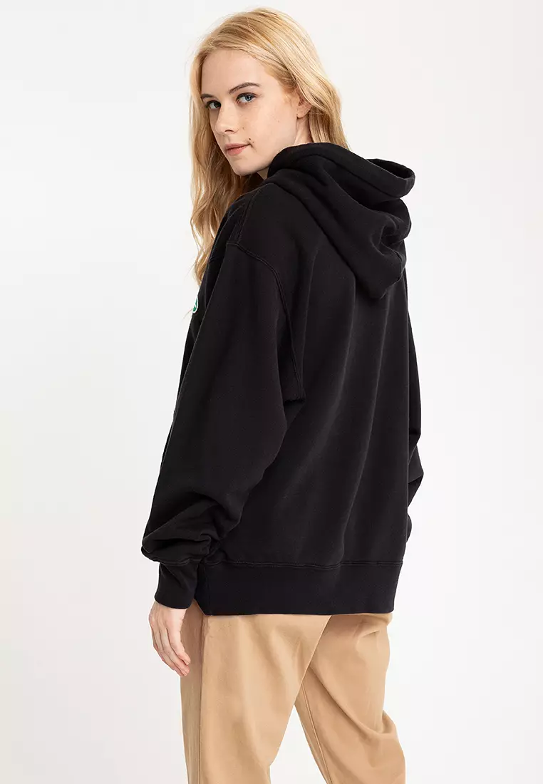 Black oversized champion on sale sweatshirt