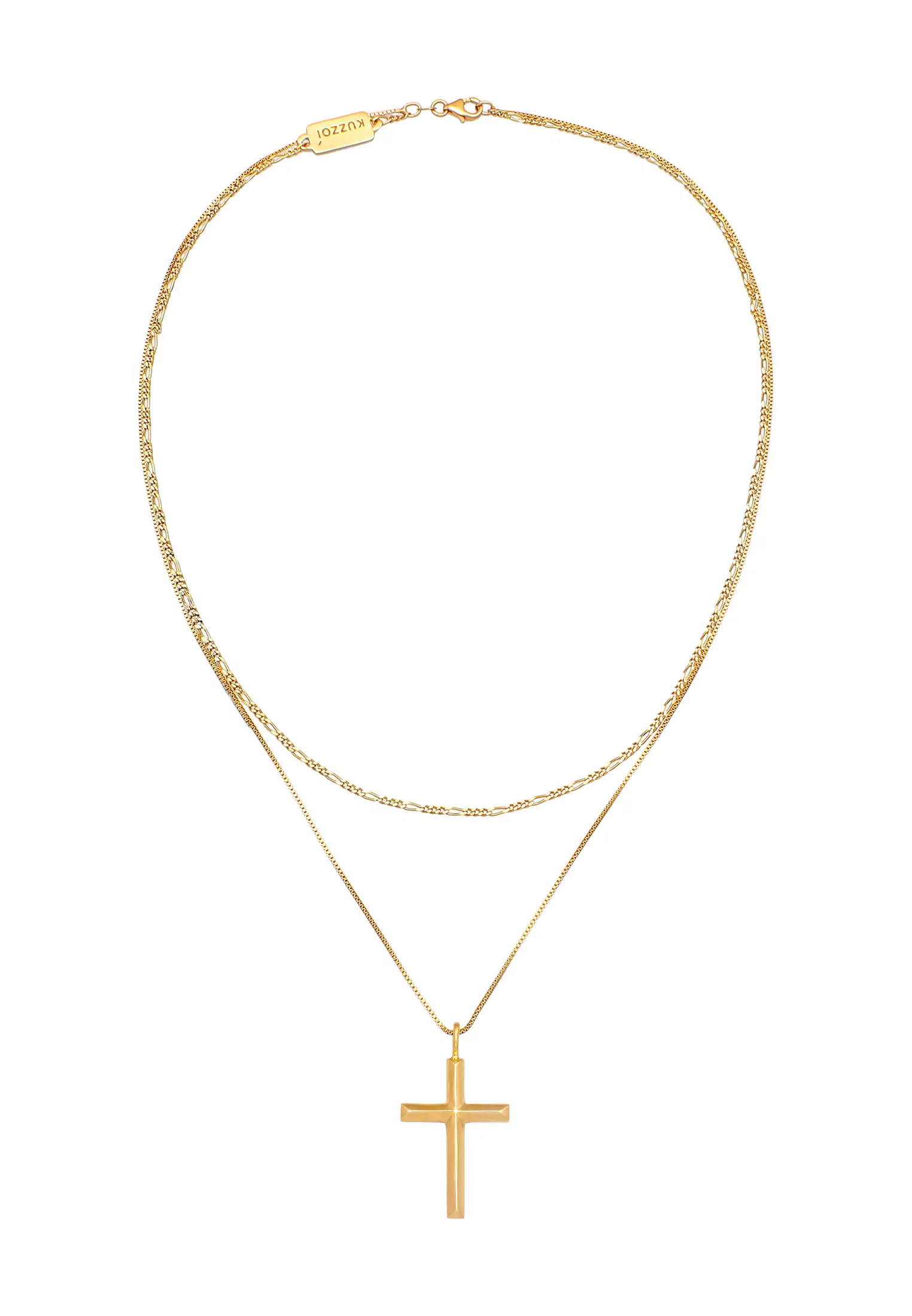 Necklace Men Cross Pendant Layer Religion Gold Plated