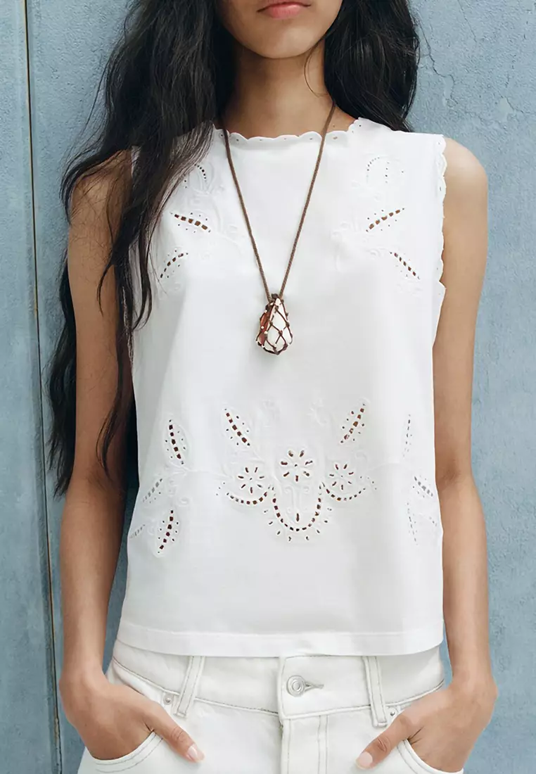 Embroidered Broderie Anglaise Top