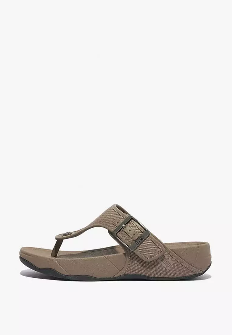 Discount on Fitflop  shoes - SKU: Fitflop Trakk Ii Men's Buckle Canvas Toe-Post Sandals Gd4-A76- Minky Grey