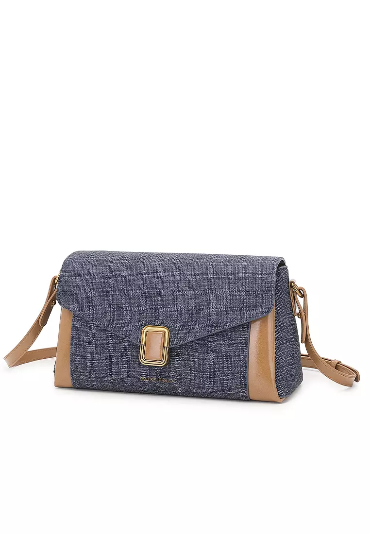 Women's Sling Bag / Crossbody Bag / Shoulder Bag - Blue / Light Brown