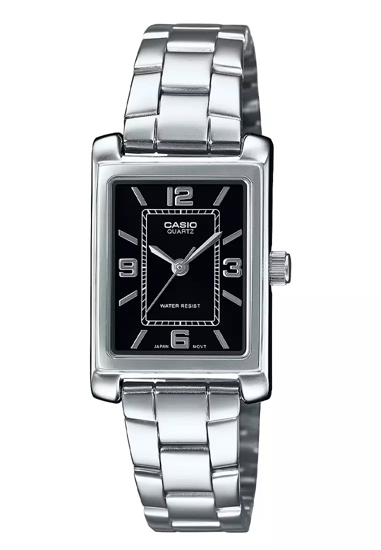 Casio LTP-1234DD-1A - Jam Tangan Analog Wanita - Silver Stainless Case Black Dial