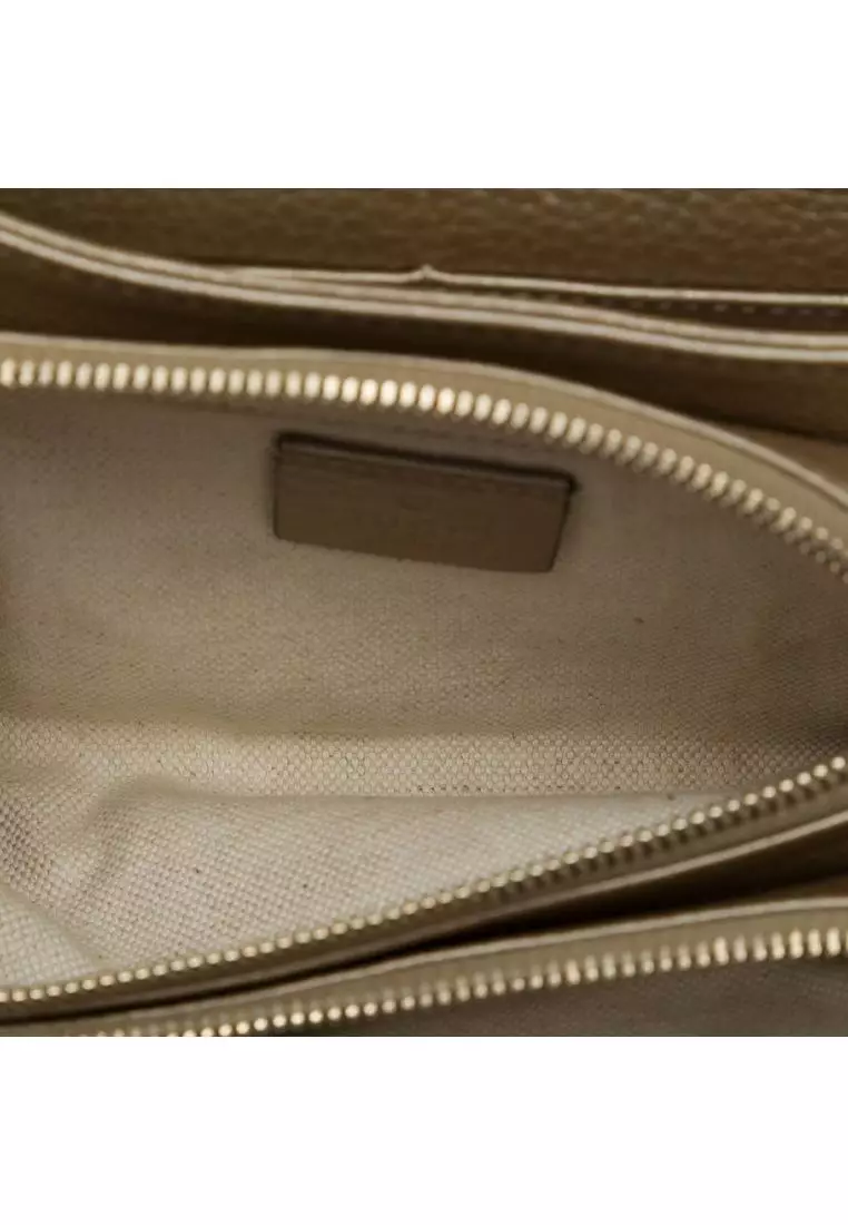 Pre-Loved Gucci Metallic Pebbled Calfskin Piston Broadway Evening Bag