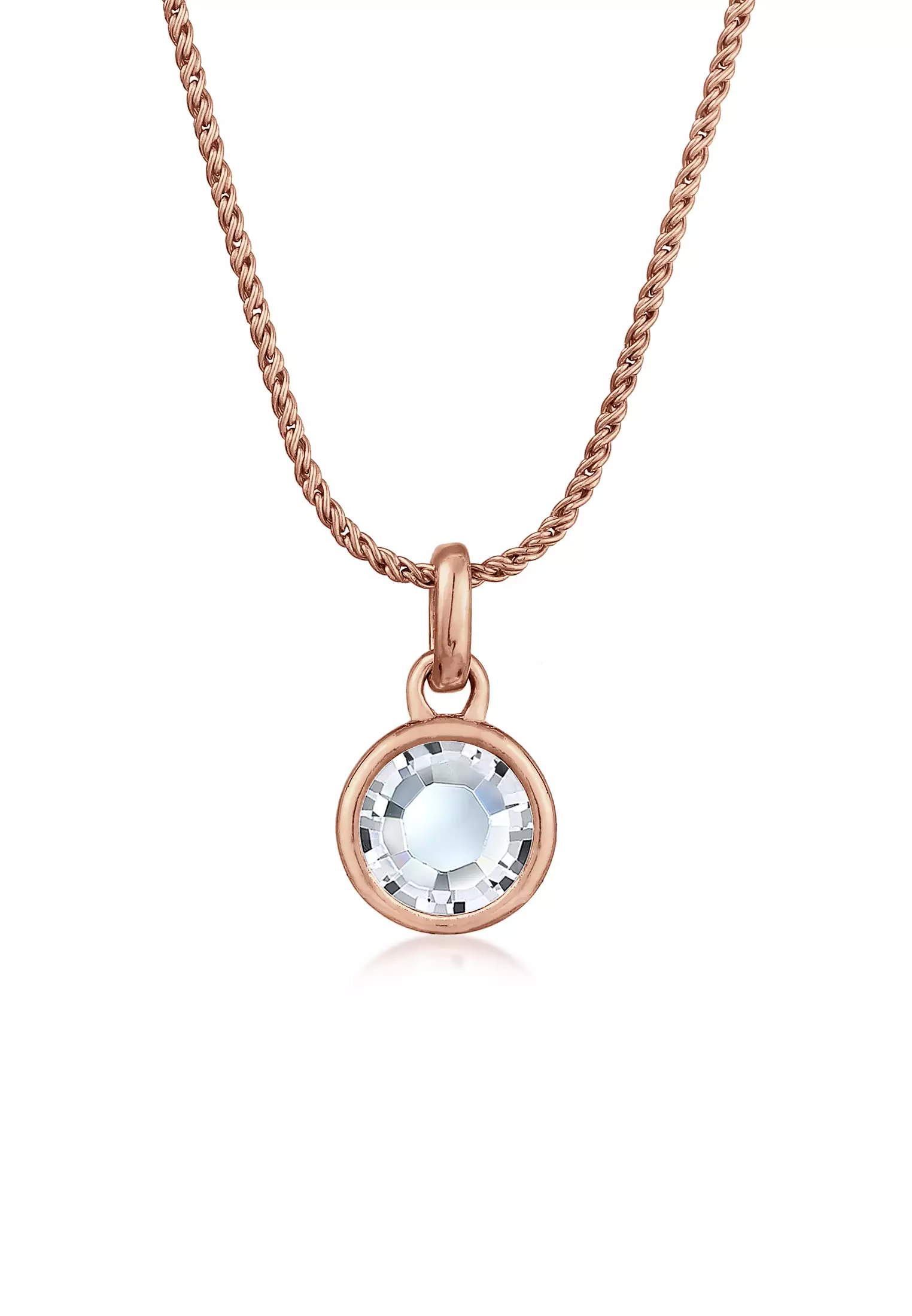ELLI GERMANY Necklace Pendant Solitaire Cord Crystal Rose Gold