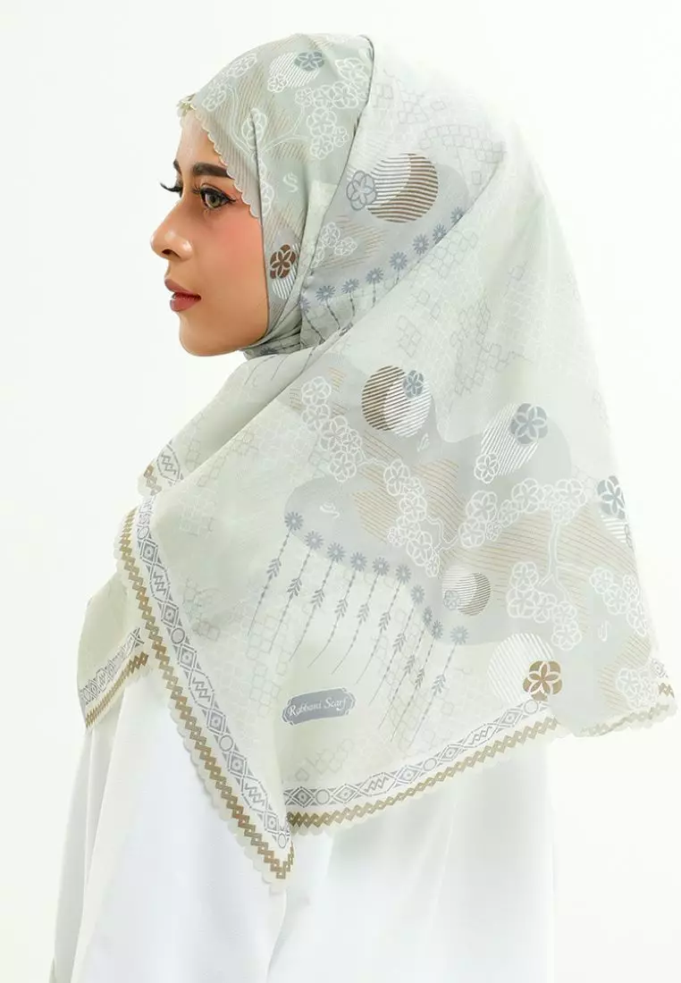 Rabbani - Kerudung Segi Empat Motif Tetra Atari H0 - Sage leaf
