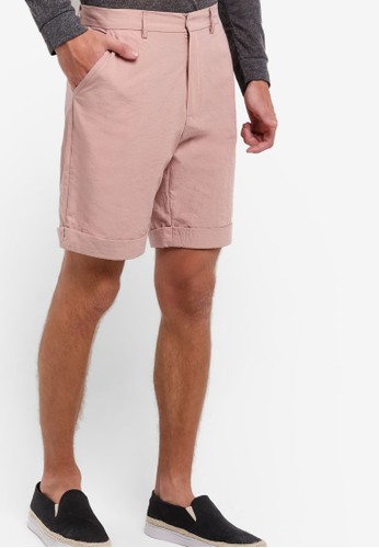 Washed Chino Shorts With Turn Up Cuff