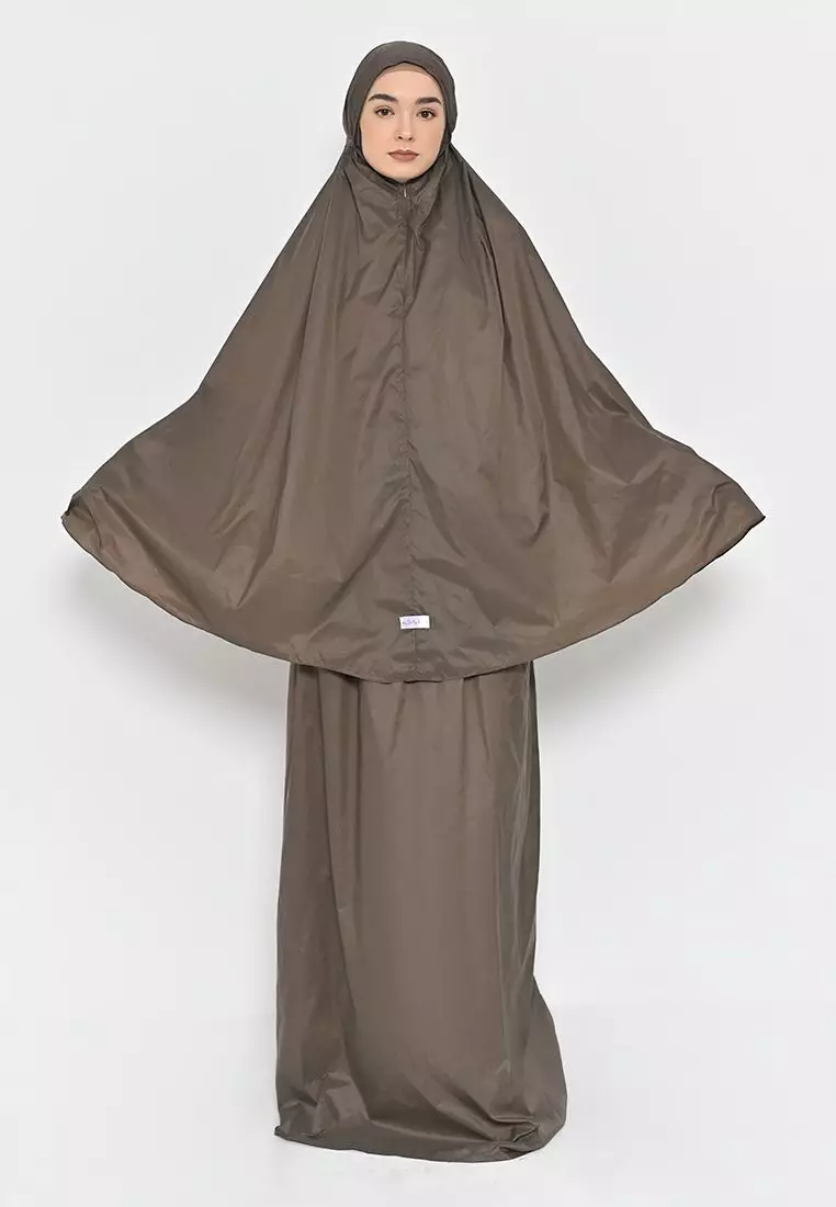 Mukena Traveling Mini Pouch Coffe Free Sajadah Travel