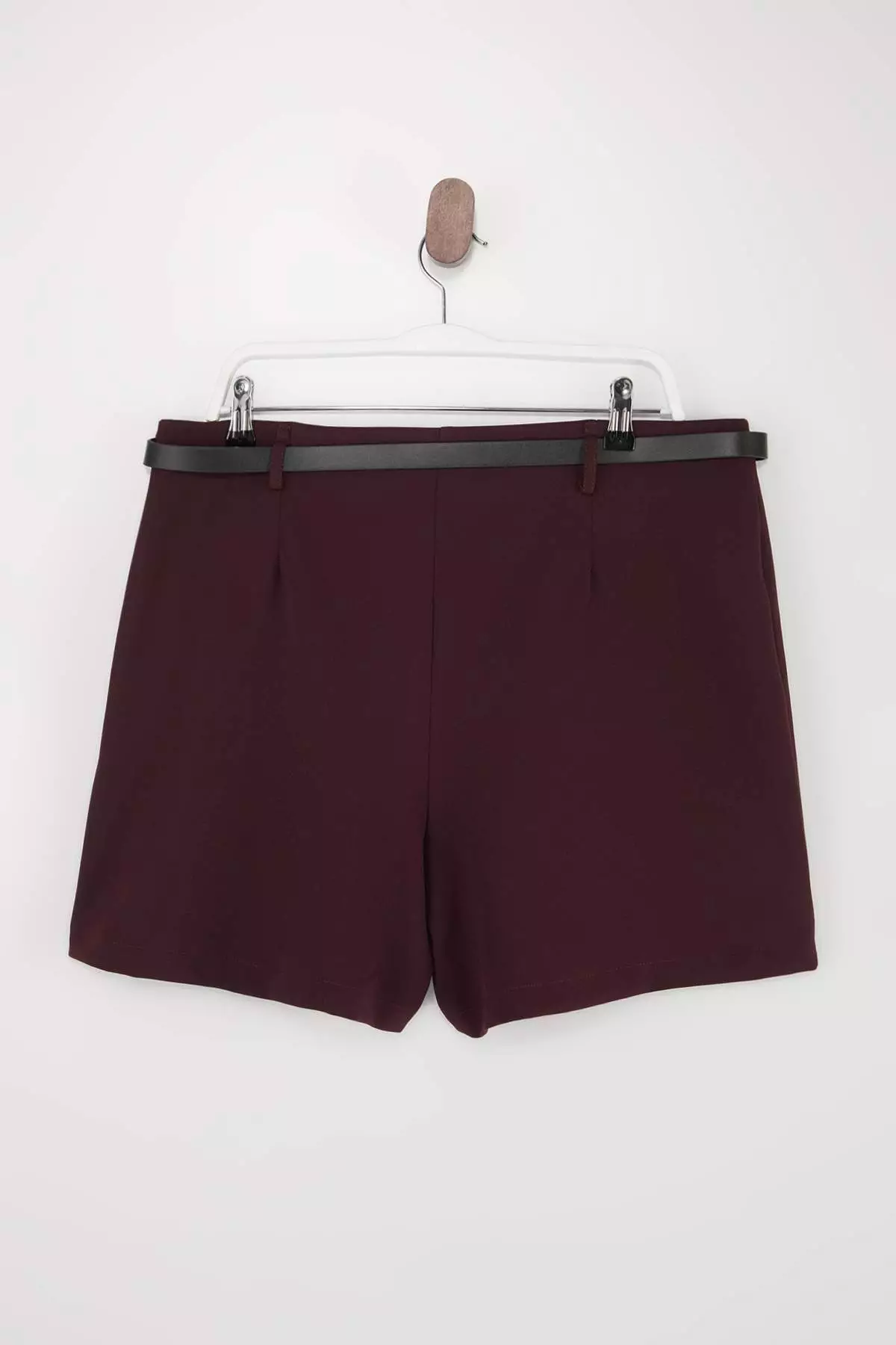 Plum Belted Mini Plus Size Woven Shorts Skirt Shorts & Bermuda Tbbaw26Ap00010