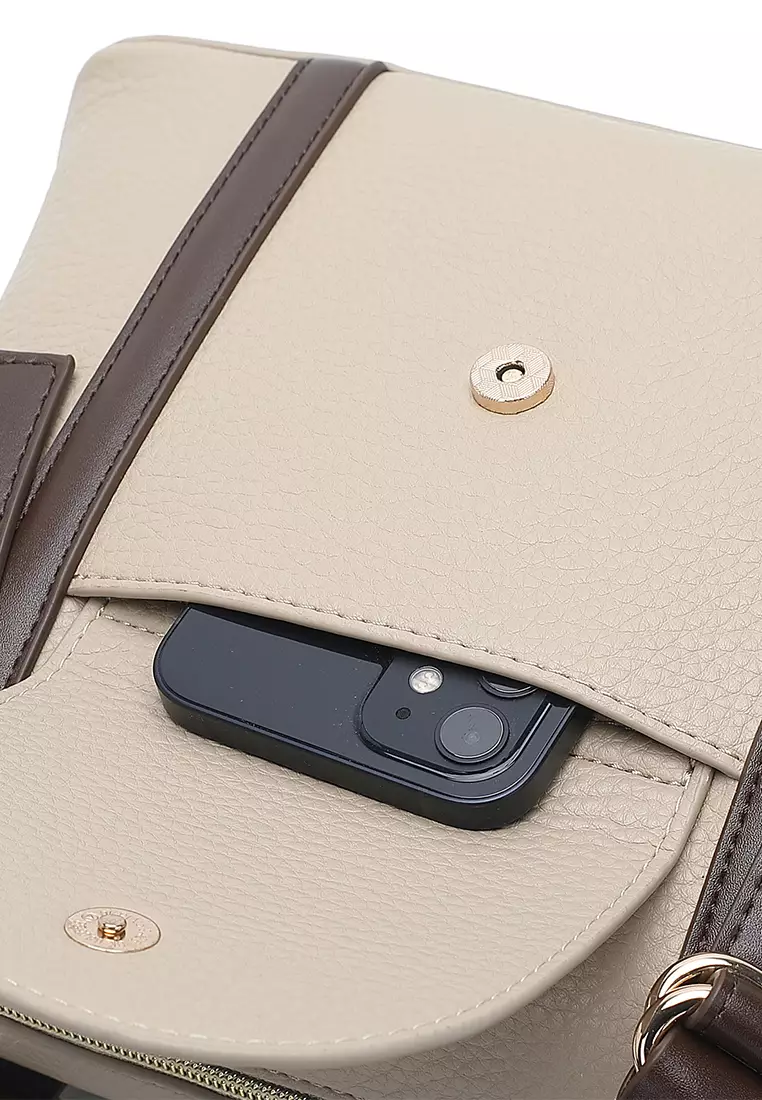 Women's Top Handle Bag / Sling Bag / Crossbody Bag / Shoulder Bag (Tas Tangan Wanita / Tas Selempang Wanita / Tas Bahu Wanita) - Krem