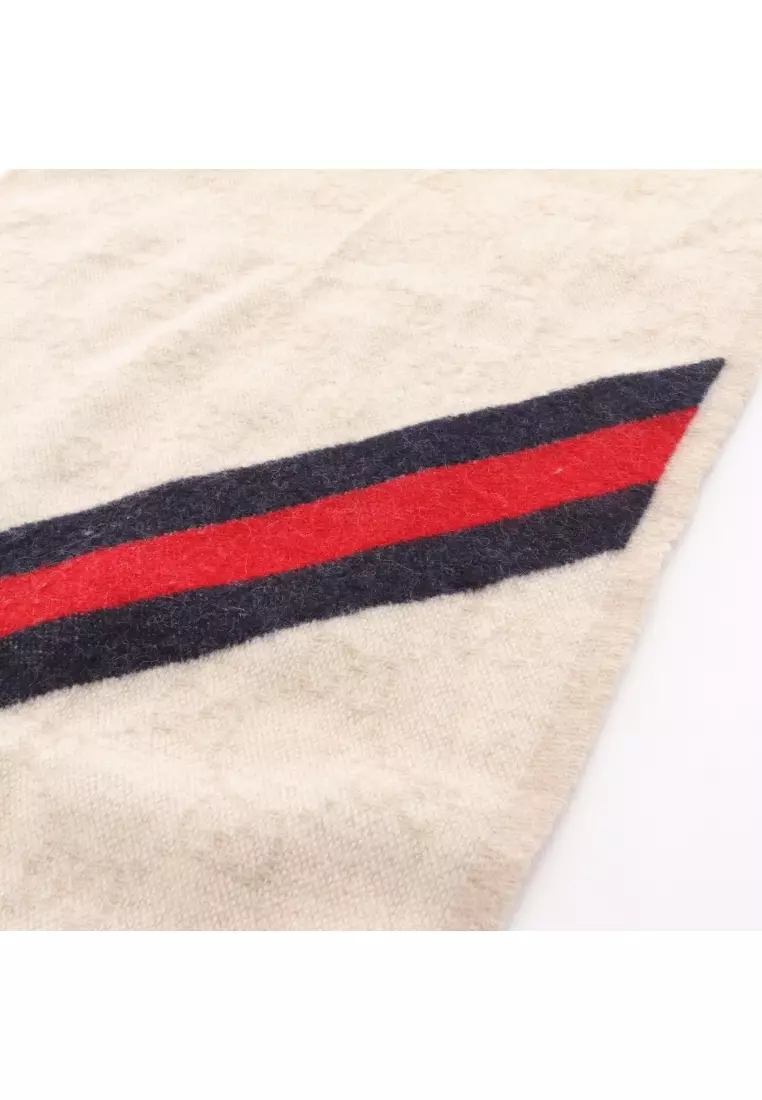 Pre-Loved Gucci GG pattern Scarf wool beige