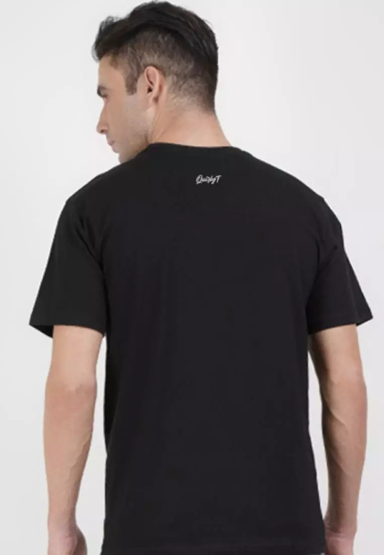 Abstract Print Graphic Black Cotton Blend Short Sleeve Regular Fit Tee