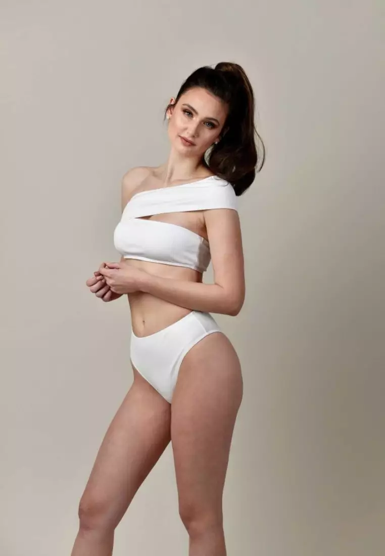 Paradise Found Swimsuit Bikini Swimwear Simple One Shoulder Highwaist