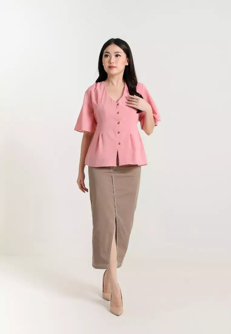 Plus Size Eliza Blouse Pink