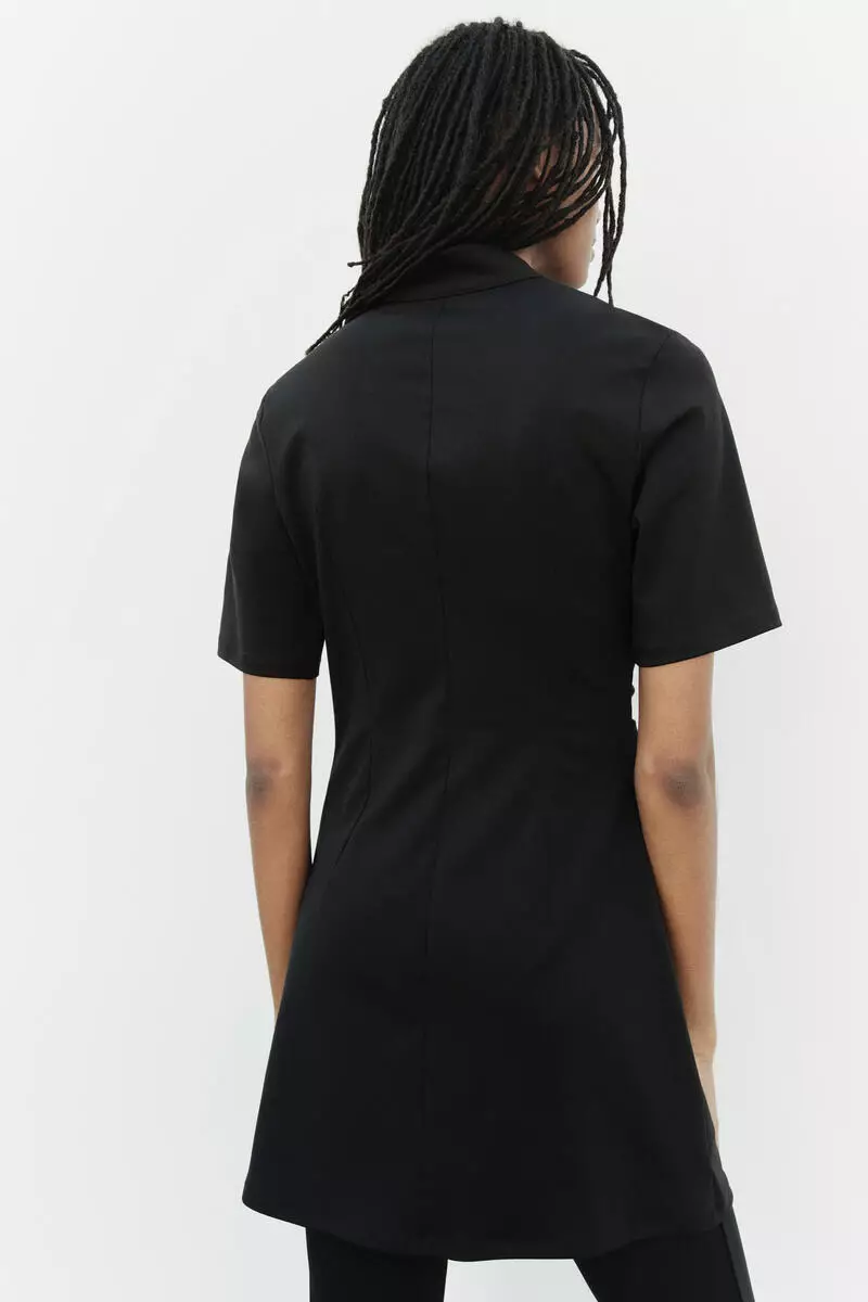 Draped button-detail dress