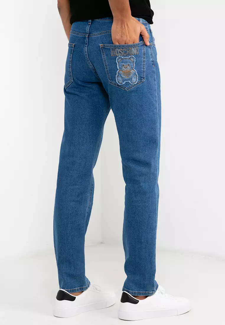 Teddy Bear Embroidered Jeans (ik)