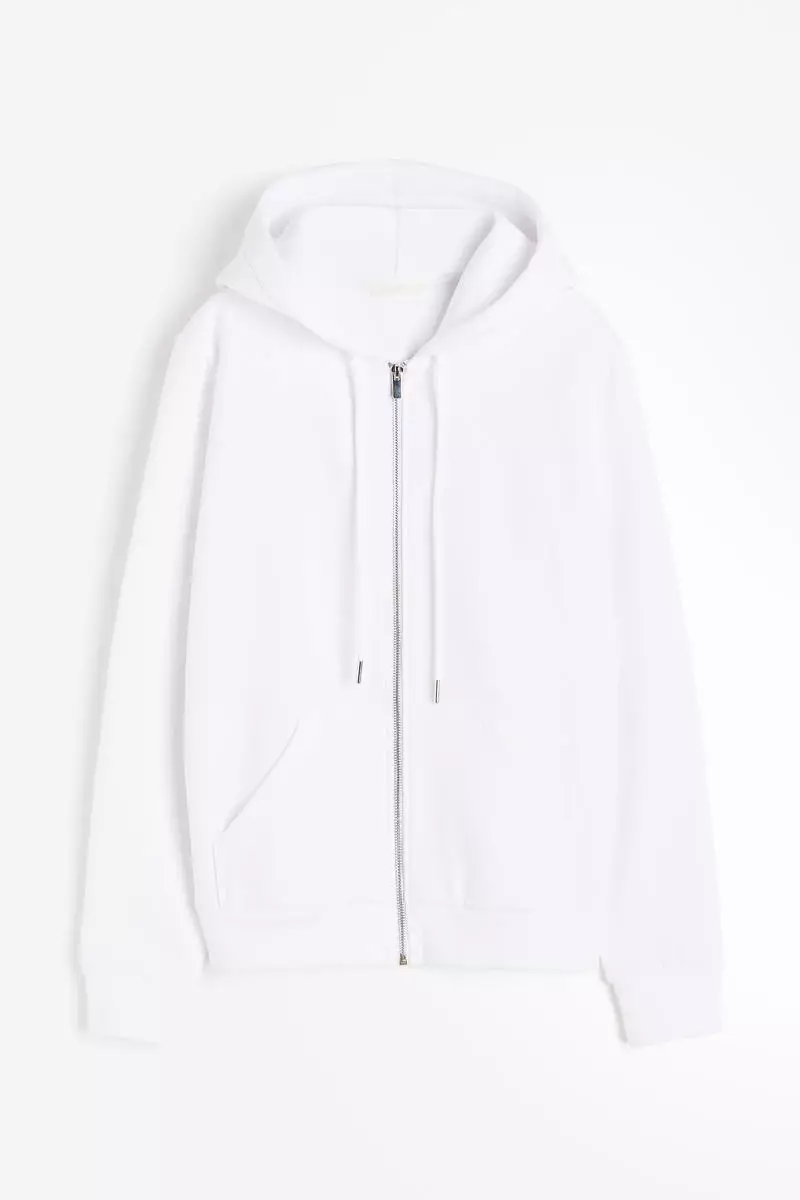 H&m white zip up hoodie on sale