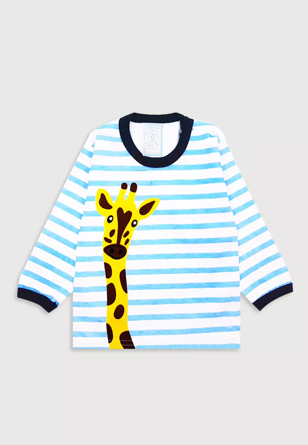 Wakakids Piyama Bayi Anak Laki Laki Usia 0 Bulan Hingga 6 Bulan Setelan Baju Lengan Panjang Motif Giraffe 4086 Hitam