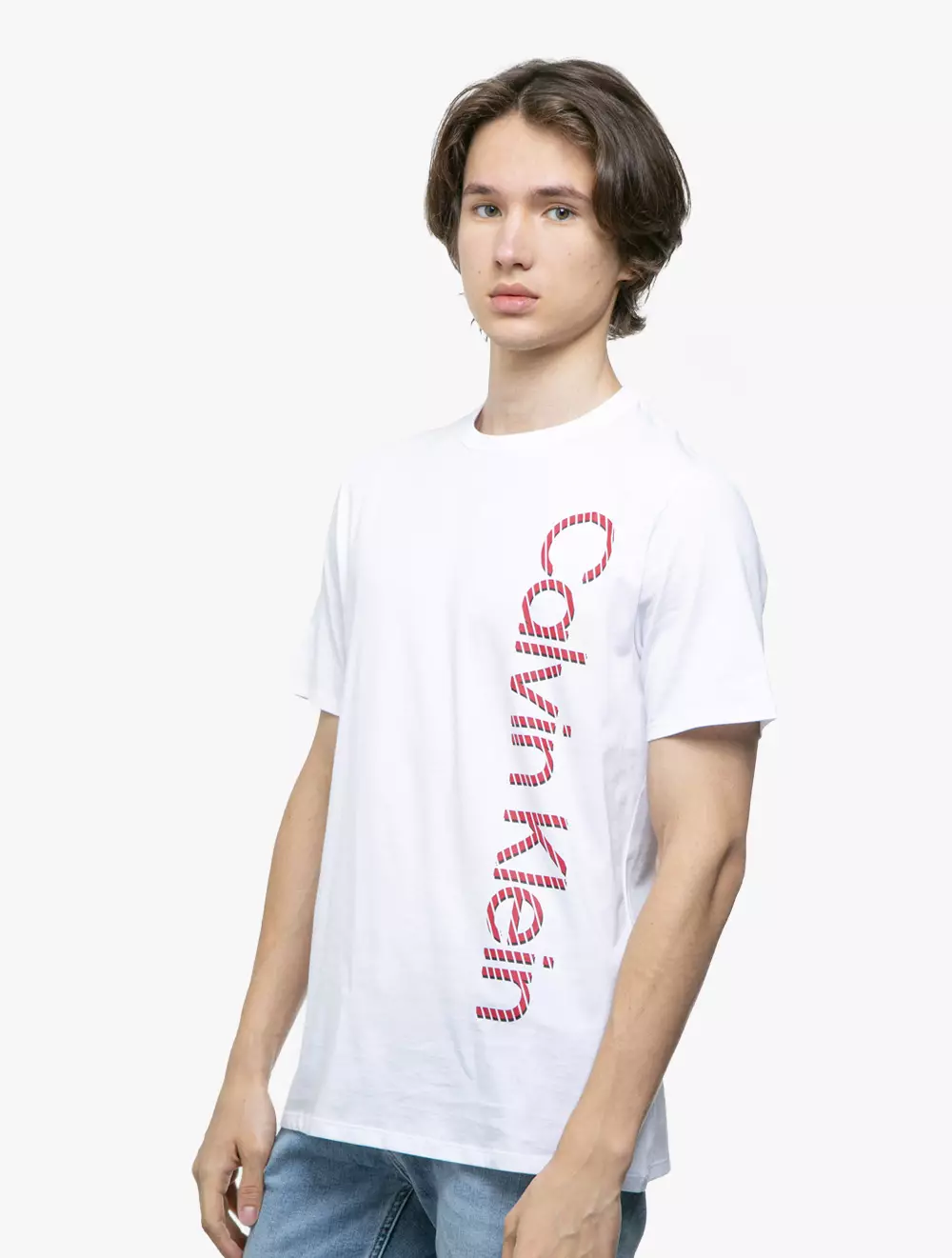 CALVIN KLEIN - SHORT SLEEVE LINEAR SHADOW LOGO CREWNECK TEE - White - white