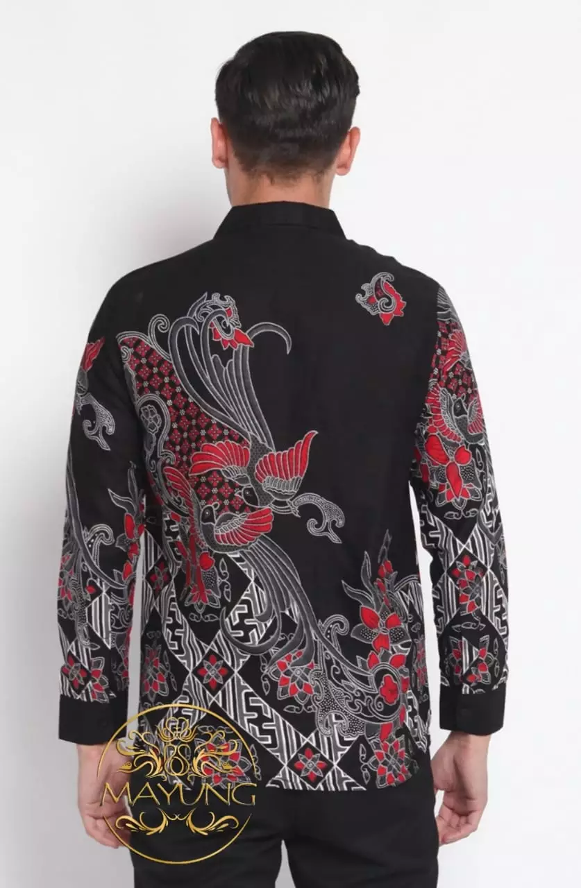 Laksamana Item Kemeja Batik Pria Premium Slimfit Modern Lengan Panjang