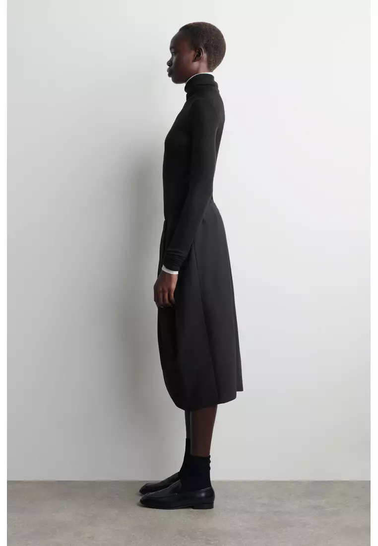 PLEATED WOOL MIDI TULIP SKIRT