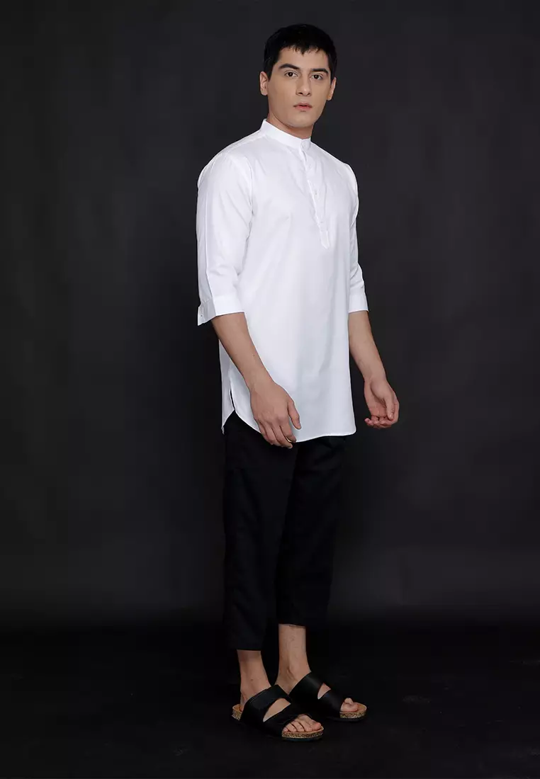 Casella Baju Koko Kurta Lengan ¾ Premium Quality 5003 White