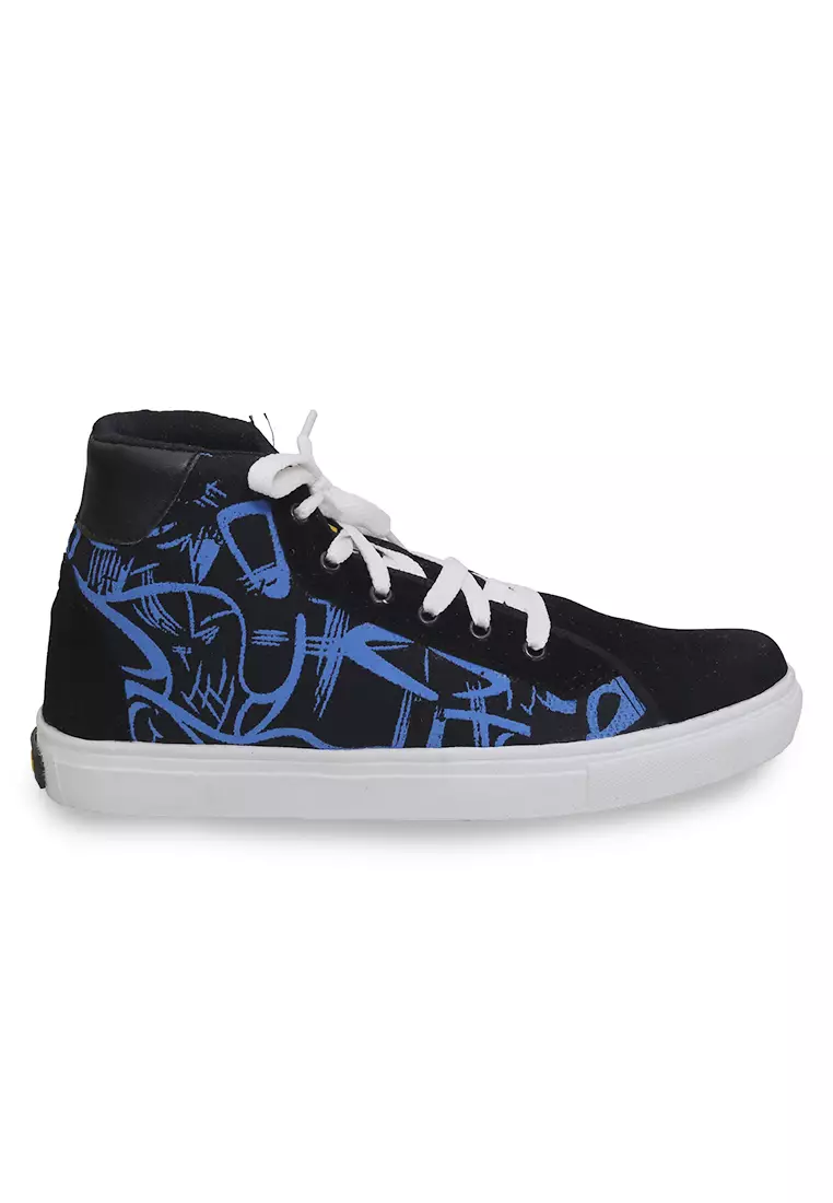 Chinaka Sepatu Boots Pria Wanita Desain Abstrak Casual Shoes Lighweight Material Canvas ORIGINAL - Black Blue