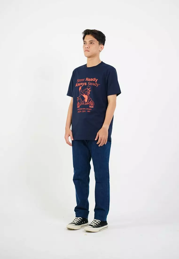 3Second Men's T-Shirt Short Sleeve Regular Fit Cotton Moto OL-C620425