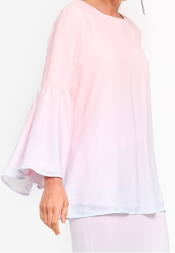 Buy Flare Sleeves Top Set from Zalia in Pink and Blue only 265