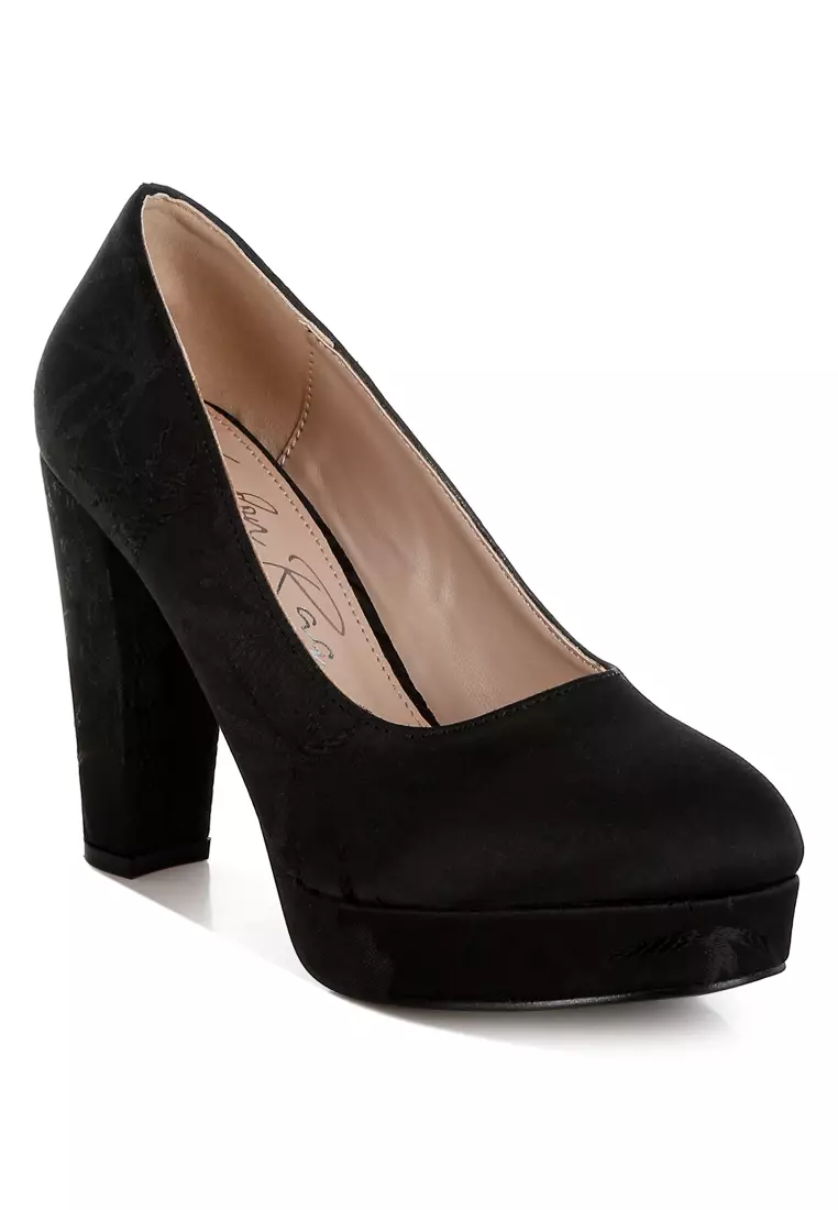 Platform Block Heel Pumps In Black