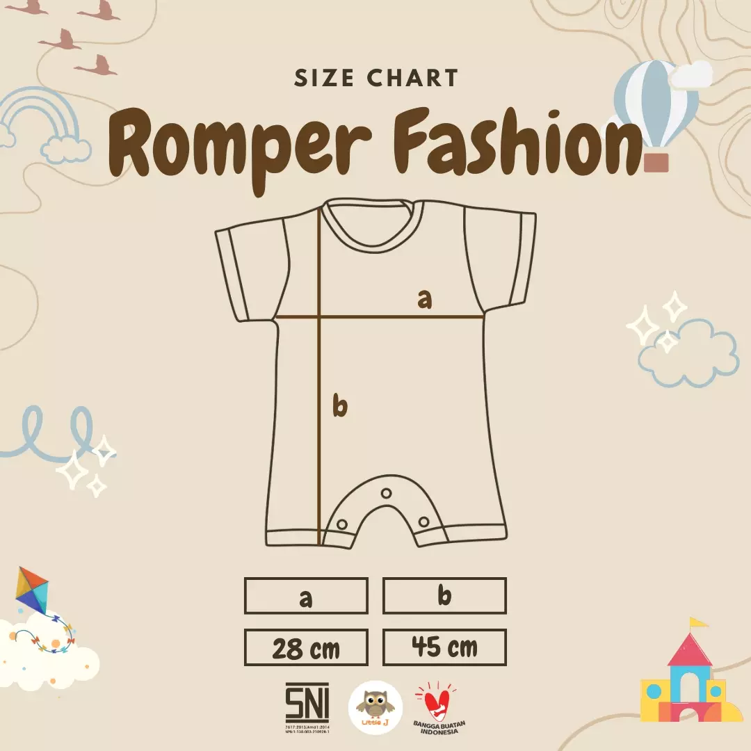 Little J-Jumpsuit Bayi Jumper Pendek Anak Kancing Romper Baju Terusan Motif Bear Happy